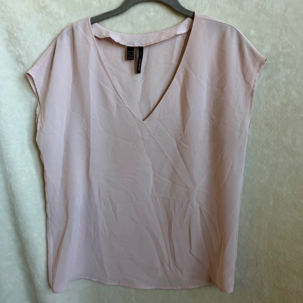 Mango Suit Collection Blush Pink V Neck Cap Sleeve Shell Top Size XS Vietnam